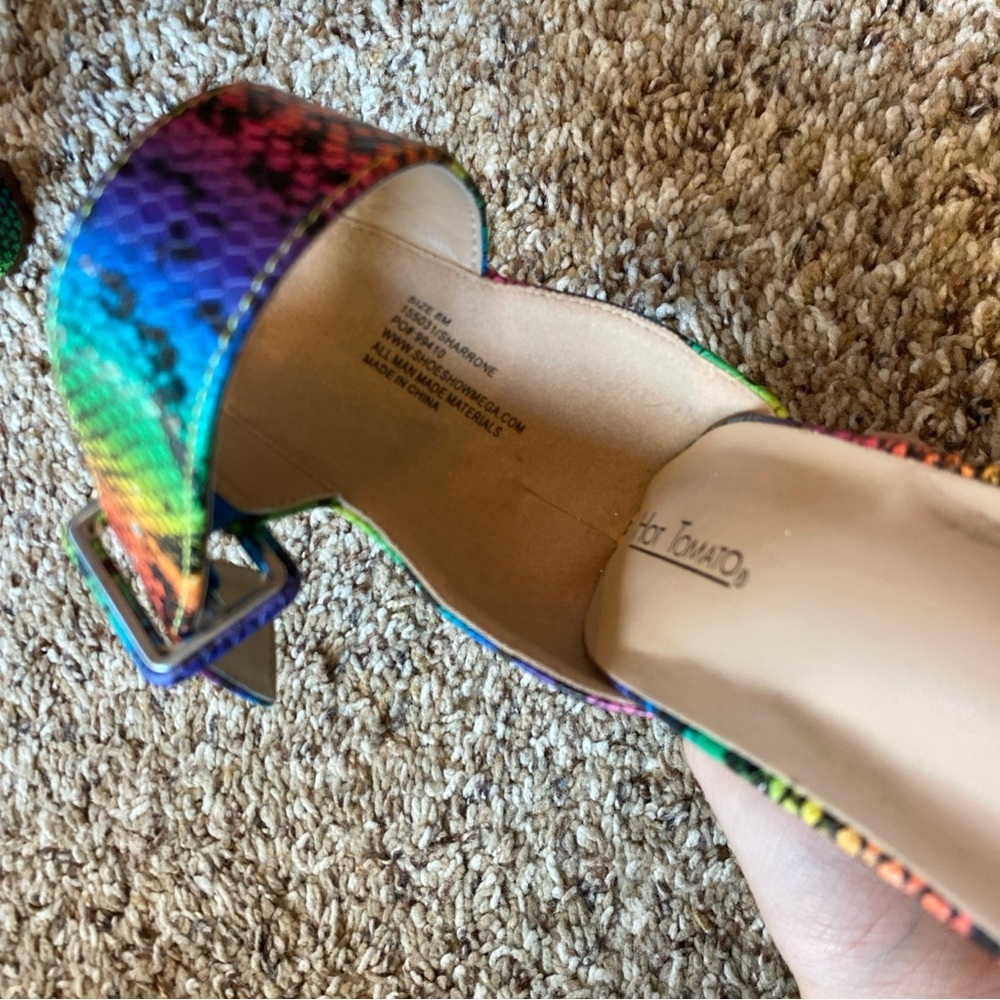 Hot Tomato Snakeprint Rainbow Platform Heels Womens Size 8 5 Inch Heel - Picture 4 of 6